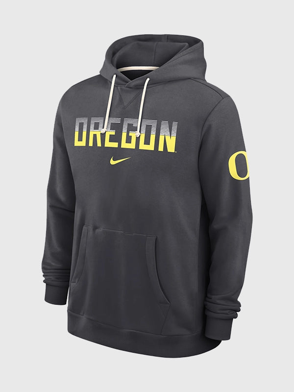 Oregon Ducks 2026 Nike Sideline Hoodie Hoodie unisex detail view 2 | Dash Racegear — Oregon Ducks Nike Sideline College Standard Issue Dri-FIT pullover hoodie crafted for breathable comfort and versatile casual fashion.