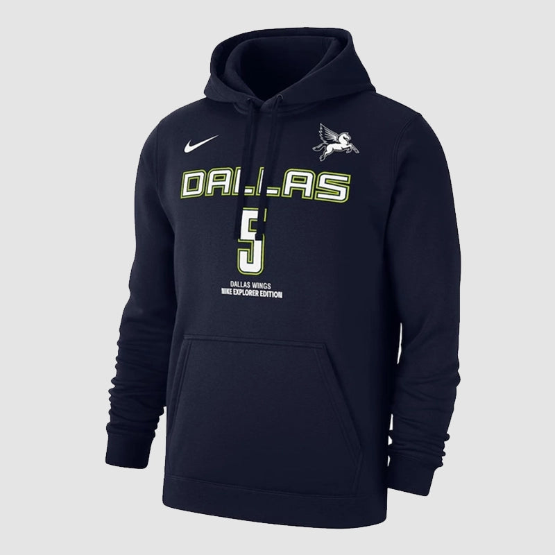 Nike Paige Bueckers Navy Dallas Wings Hoodie Hoodie unisex detail view 2 | Dash Racegear — Dallas Wings navy Nike hoodie for fans of Paige Bueckers