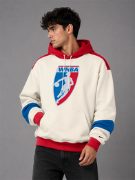 WNBA Legends Nike Basketball Hoodie Hoodie unisex detail view 4 | Dash Racegear — 2026 Nike WNBA Legends hoodie in beige with classic hoops imagery, oversized pullover frame, and fleece backing