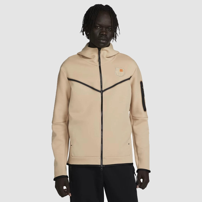 Nike Soccer Barcelona Tech Windrunner Hoodie Hoodie unisex front product view | Dash Racegear — FCB Nike Hoodie – Soccer Windrunner Tech Design