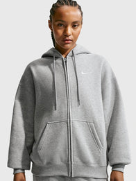 Nike Studio Fleece Women’s Oversized Hoodie Hoodie unisex front product view | Dash Racegear — Nike Studio Fleece women's medium-weight full-zip hoodie blending premium warmth with contemporary everyday wearability.