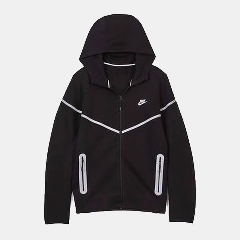 Nike Tech Windrunner Reflective Jacket Jacket unisex front product view | Dash Racegear — Front view of Nike Tech Windrunner reflective jacket, highlighting the zip-up closure and sleek design.