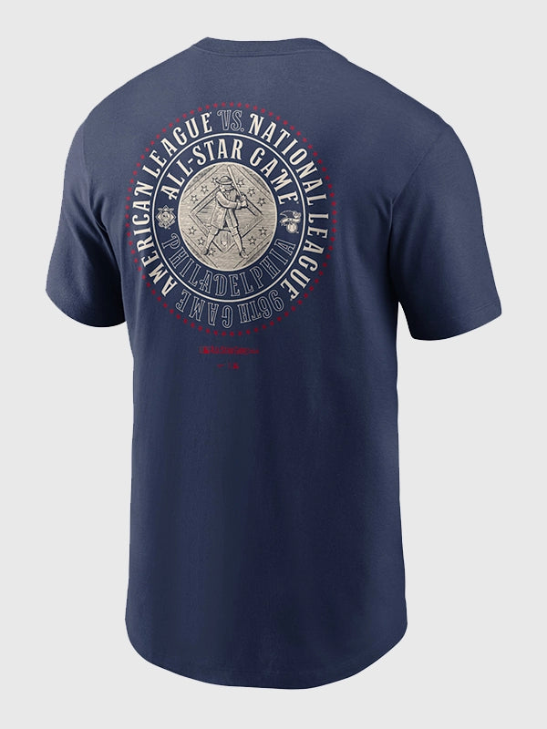 Nike 2026 All-Star Game MLB Two-Hit Batter T-Shirt Shirt unisex detail view 2 | Dash Racegear — 2026 Nike MLB All Star Game Two Hit Batter Navy T Shirt designed for unisex fans with game day enthusiasms