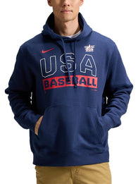 USA Baseball Nike 2026 World Baseball Classic Club Hoodie Hoodie unisex detail view 2 | Dash Racegear — USA Nike Club Baseball Hoodie 2026 WBC, navy fleece hoodie with hood and relaxed fit, perfect for casual wear.