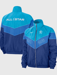 Women’s 2026 WNBA All-Star Game Windrunner Jacket Jacket unisex front product view | Dash Racegear — Nike Women's WNBA All-Star Game 2026 Rush Blue Windrunner Full-Zip Jacket with lightweight comfort and modern athletic-inspired everyday style.