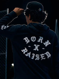 Mexico Baseball Nike x Born x Raised World Baseball Classic Hoodie Hoodie unisex detail view 2 | Dash Racegear — Black Mexico Baseball 2026 World Baseball Classic Nike x Born x Raised fleece hoodie with bold graphics.