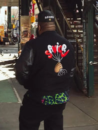 Jae Tips Savior Nike Jacket Jacket unisex detail view 4 | Dash Racegear — Jae Tips Savior Nike Destroyer jacket in black with leather sleeves, stylish and ideal for layering.