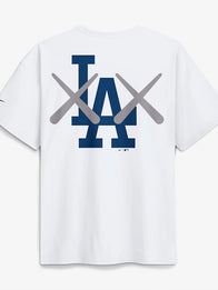 LA Dodgers Nike x KAWS White Elevated Max90 T-Shirt Shirt unisex detail view 2 | Dash Racegear — White Nike x KAWS Los Angeles Dodgers Elevated Max90 T-shirt crafted for breathable comfort and effortless casual fashion.