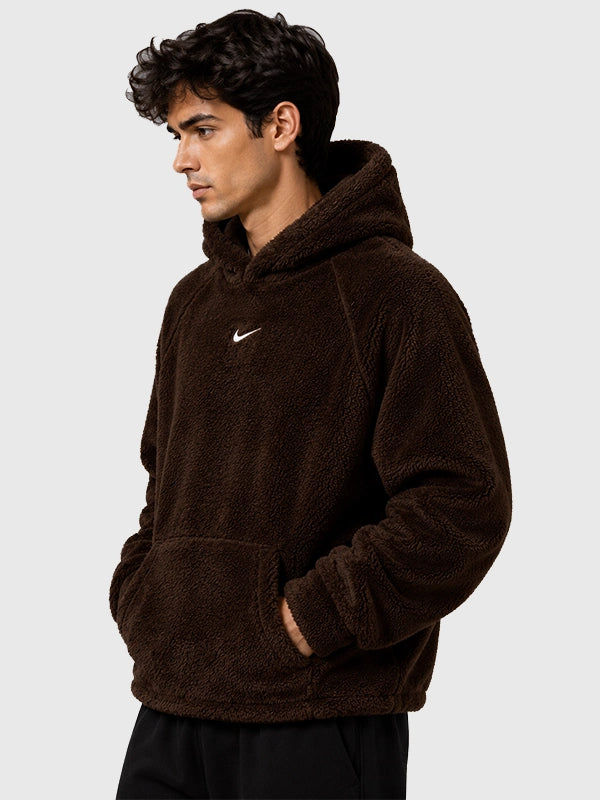 Nocta x Nike Chalet Polar Hoodie Hoodie unisex detail view 7 | Dash Racegear — Brown Faux Fur Hoodie by Nocta x Nike inspired by Chalet Polar with structured hood, front storage, and warm insulation