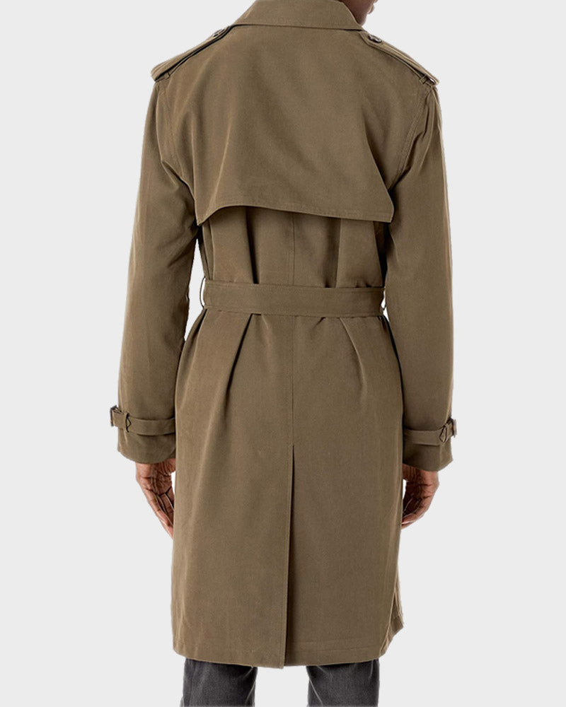 Mens Notch Lapel Khaki Coat Coat men detail view 3 | Dash Racegear — Double-Breasted Mens Khaki Notch Lapel Coat