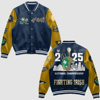 Notre Dame Fighting Irish 2025 Blue Varsity Jacket Varsity Jacket unisex detail view 3 | Dash Racegear — Team Blue Varsity Jacket – Notre Dame Fighting Irish 2025 Style