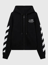 L/AB Core Diagonal Zip Hoodie Hoodie unisex front product view | Dash Racegear — Zip-up hoodie showcasing OFF-WHITE 2026 L/AB Core Diagonal details and a clean contemporary look.