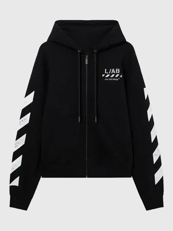 L/AB Core Diagonal Zip Hoodie Hoodie unisex front product view | Dash Racegear — Zip-up hoodie showcasing OFF-WHITE 2026 L/AB Core Diagonal details and a clean contemporary look.