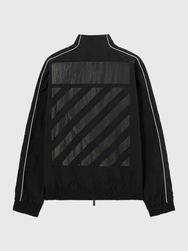 L/AB Diagonal Track Jacket Jacket unisex detail view 2 | Dash Racegear — Modern black zip-up track jacket showcasing OFF-WHITE L/AB styling with everyday urban versatility.