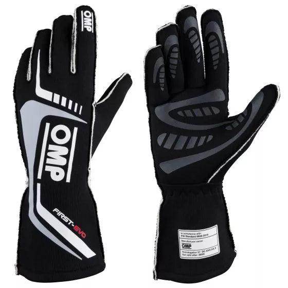 OMP First Evo Race Gloves - Black, XXLarge | DASH RACEGEAR