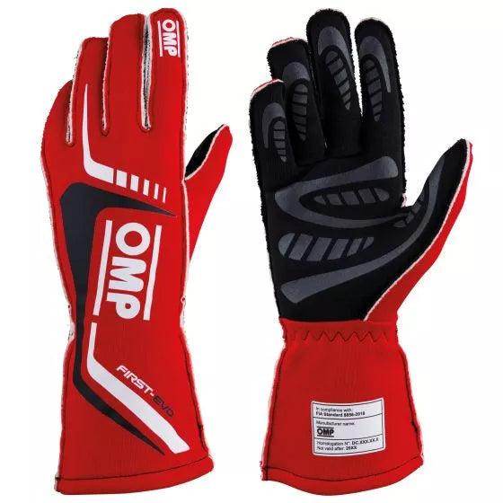 OMP First Evo Race Gloves - Red, XLarge | DASH RACEGEAR
