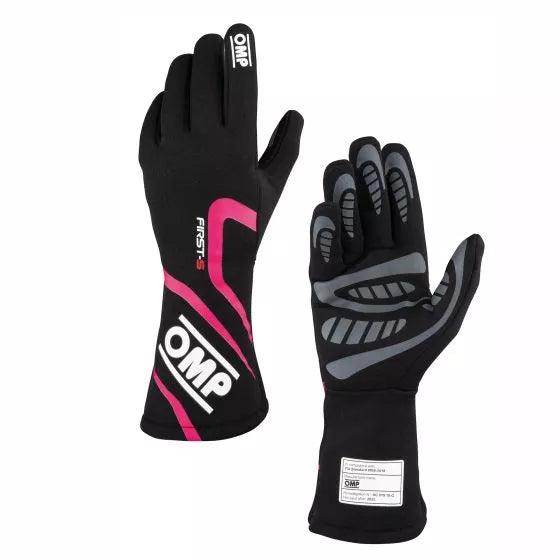 OMP First S Race Gloves - Black / fuchsia, XXLarge | DASH RACEGEAR