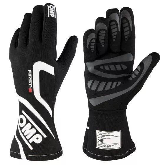 OMP First S Race Gloves - Black, XXLarge | DASH RACEGEAR
