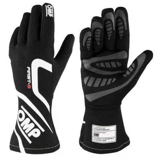 OMP First S Race Gloves - Black, XXSmall | DASH RACEGEAR