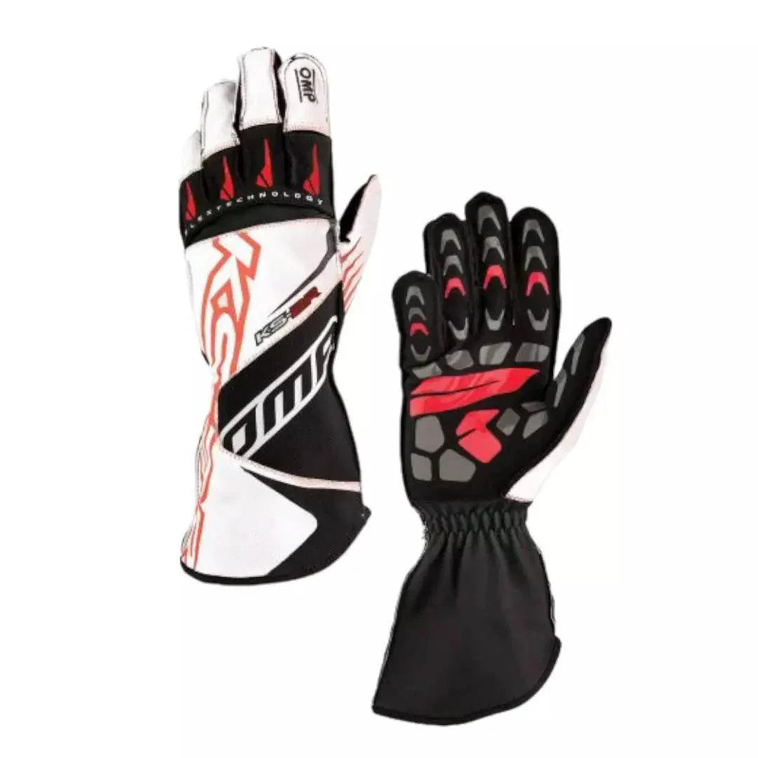 OMP KS - 2R Kart Gloves - White / Black - XX - Large