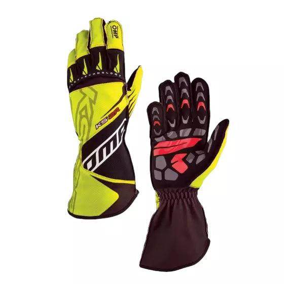 OMP KS - 2R Kart Gloves - Fluro Yellow / Black - XX - Large