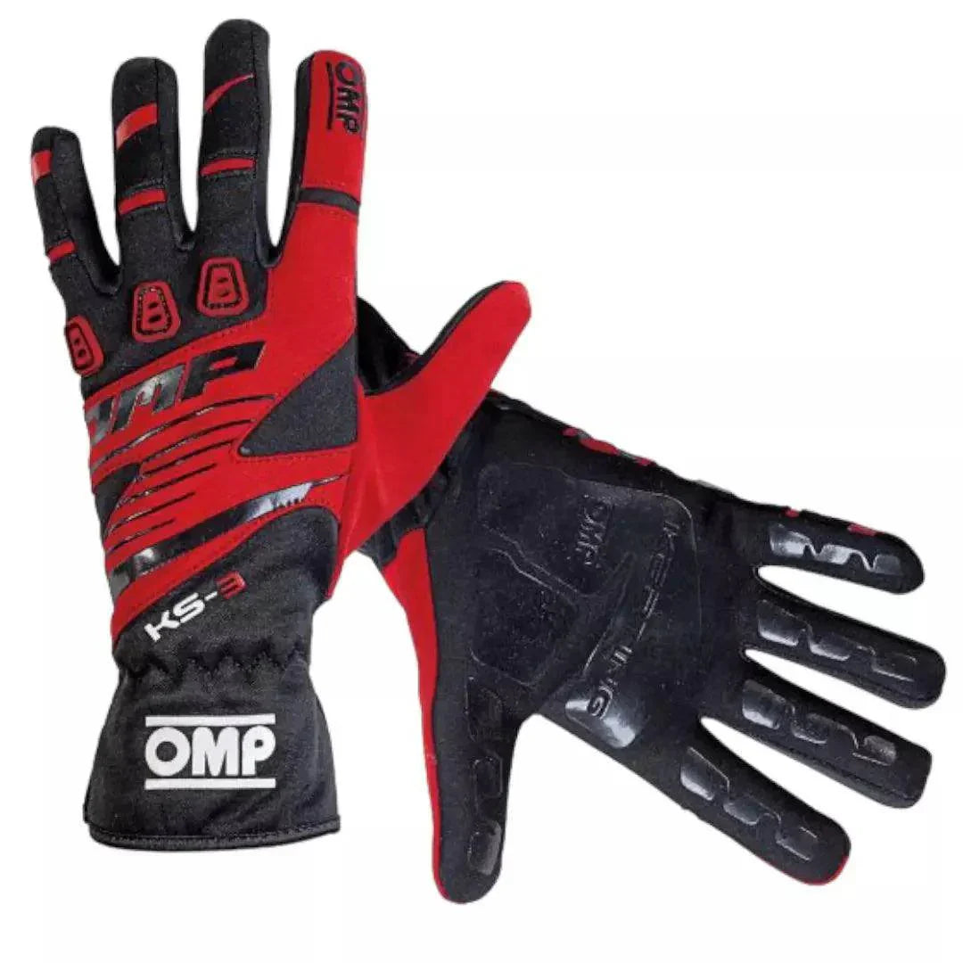 OMP KS-3 Kids Karting Gloves - Black / Red, X-Large | DASH RACEGEAR