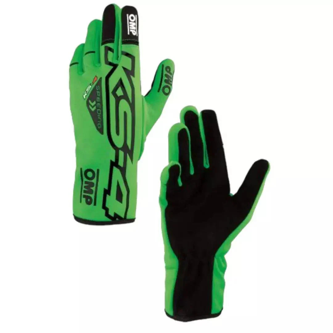 OMP KS - 4 Kart Gloves - Fluro Green - XX - Large