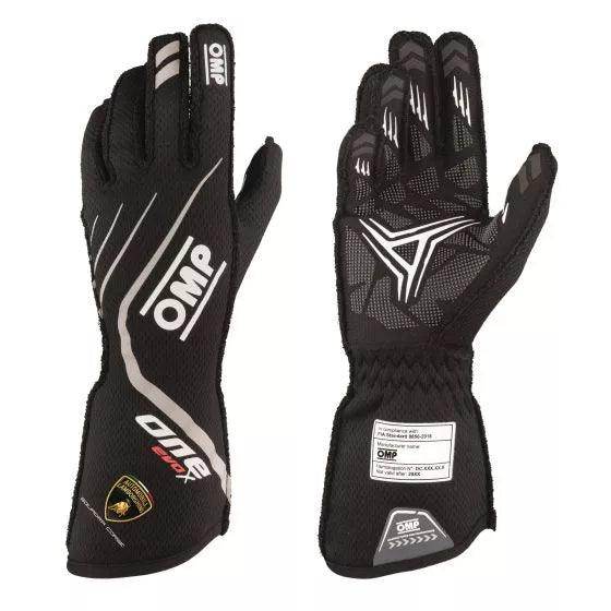 OMP One Evo X Race Gloves - Automobili Lamborghini Collection - Black, Small | DASH RACEGEAR