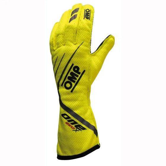 OMP One Evo X Race Gloves - Fluro Yellow, Large | DASH RACEGEAR