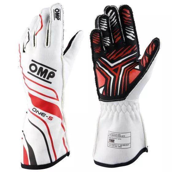 OMP One S Race Gloves - White, Medium | DASH RACEGEAR