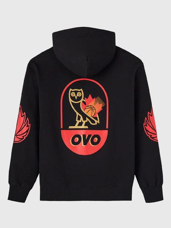 OVO Canada Basketball Hoodie Hoodie unisex detail view 4 | Dash Racegear — Canada Basketball October’s Very Own 2026 Black Fleece Hoodie surrounds casual wardrobes with dependable seasonal warmth