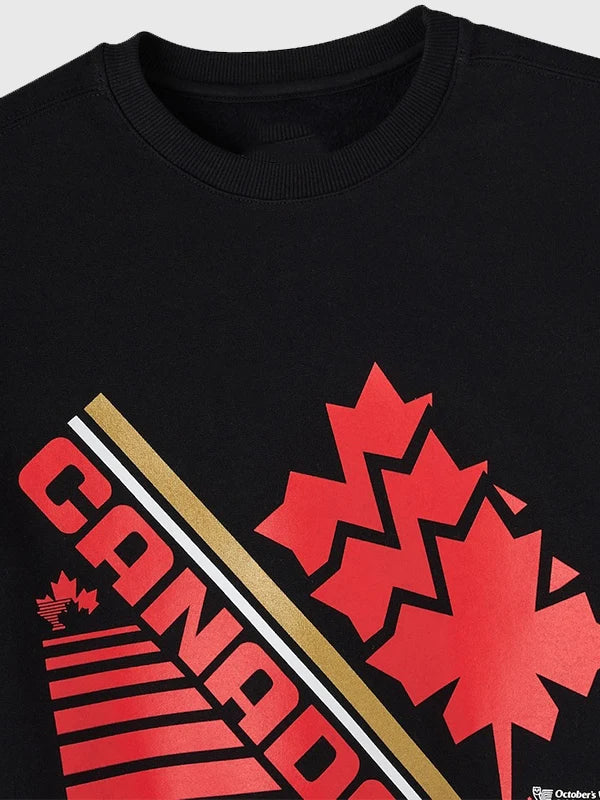 OVO x Hockey Canada Fleece Sweatshirt Sweatshirt unisex detail view 3 | Dash Racegear — Keep cozy while showing team pride with the OVO x Hockey Canada Black Sweatshirt, perfect for hockey lovers.