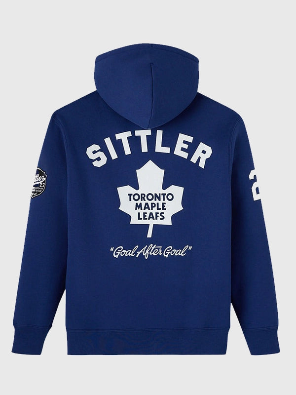 OVO Darryl Sittler Toronto Maple Leafs Hoodie Hoodie unisex detail view 2 | Dash Racegear — OVO 2026 Darryl Sittler Toronto Maple Leafs pullover hoodie in blue, soft fleece perfect for fans on chilly game days.