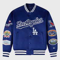 OVO x New Era x MLB Dodgers Varsity Jacket Varsity Jacket unisex front product view | Dash Racegear — MLB Heritage Meets OVO Cool – Dodgers Varsity by New Era