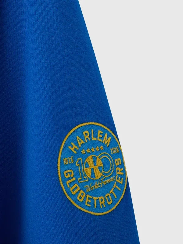 OVO Harlem Globetrotters Hoodie Hoodie unisex detail view 3 | Dash Racegear — Harlem Globetrotters blue pullover hoodie, soft fleece and relaxed fit for everyday comfort.