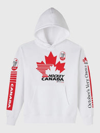 OVO x Hockey Canada Fleece Hoodie Hoodie unisex detail view 2 | Dash Racegear — Keep cozy and show your team spirit with the OVO Hockey Canada White Pullover Fleece Hoodie, designed for hockey fans.