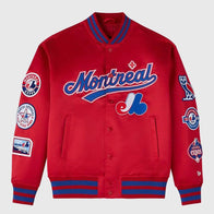 OVO x New Era x MLB Montreal Expos Varsity Jacket Varsity Jacket unisex front product view | Dash Racegear — 2025 OVO x Expos Varsity Jacket – A Montreal Classic Elevated