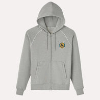 OVO Full Zip Raglan Grey Hoodie Hoodie unisex front product view | Dash Racegear — OVO Streetwear Staple – Grey Raglan Hoodie Edition