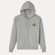 OVO Full Zip Raglan Grey Hoodie Hoodie unisex front product view | Dash Racegear — OVO Streetwear Staple – Grey Raglan Hoodie Edition