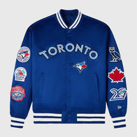 OVO x New Era x MLB Toronto Varsity Jacket Varsity Jacket unisex front product view | Dash Racegear — OVO x Toronto Varsity Jacket – MLB x New Era Collab