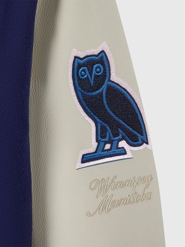 OVO X NHL Winnipeg Jets Varsity Jacket Varsity Jacket unisex detail view 3 | Dash Racegear — Limited Edition OVO Winnipeg Jets Varsity Jacket