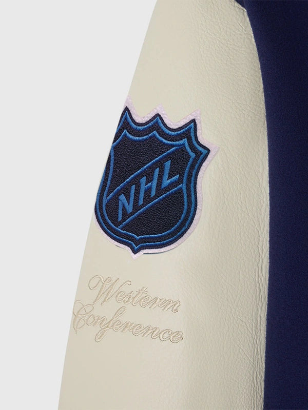 OVO X NHL Winnipeg Jets Varsity Jacket Varsity Jacket unisex detail view 2 | Dash Racegear — Winnipeg Jets OVO Retro Varsity Jacket