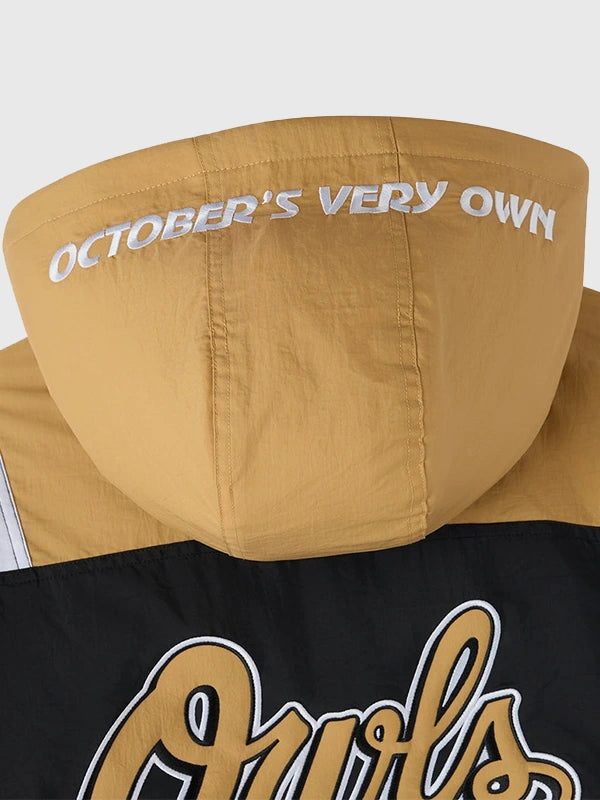 OVO X STARTER Owl’s Pullover Jacket Jacket unisex detail view 3 | Dash Racegear — Street-ready black pullover jacket, OVO x STARTER Owl edition