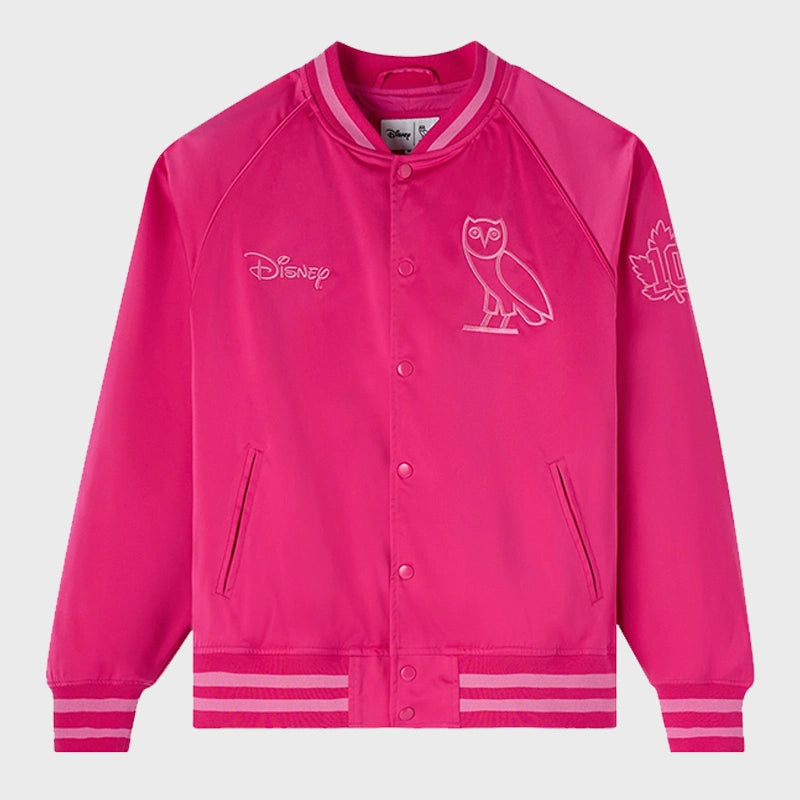 OVO x Disney Valentine’s Satin Jacket Jacket unisex front product view | Dash Racegear — OVO x Disney Valentine’s Satin Jacket – Limited Edition