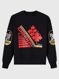 OVO x Hockey Canada Fleece Sweatshirt Sweatshirt unisex front product view | Dash Racegear — Stay game-ready in the OVO x Hockey Canada Black Fleece Sweatshirt, designed for fans who love comfort and style.