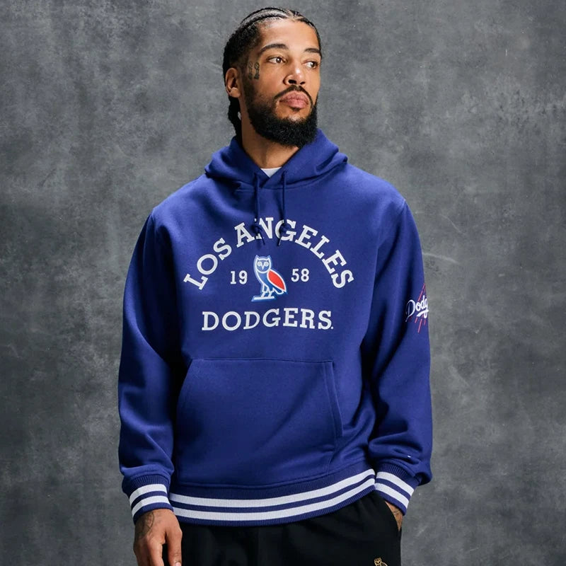 OVO x New Era x MLB Los Angeles Dodgers Hoodie Hoodie unisex detail view 2 | Dash Racegear — Dodgers Blue Drip – OVO x New Era Hoodie 2025