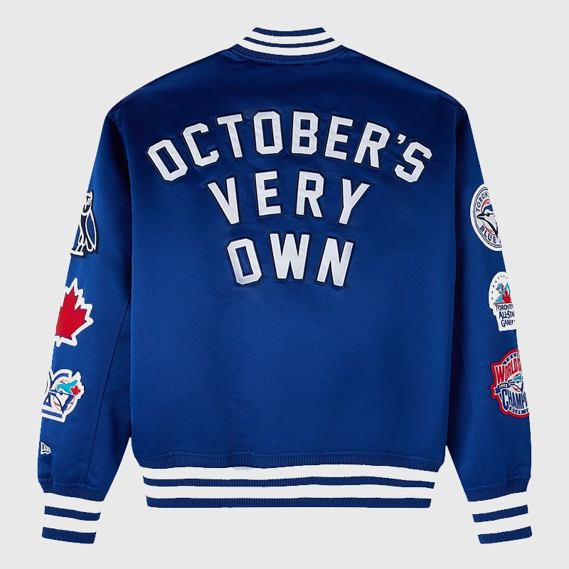 OVO x New Era x MLB Toronto Varsity Jacket Varsity Jacket unisex detail view 4 | Dash Racegear — Blue Jays OVO Varsity Jacket – New Era Exclusive