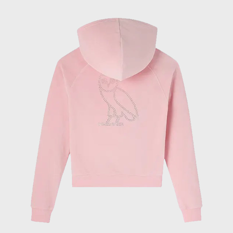 OVO x Rhinestone Crystal Velour Hoodie Hoodie unisex detail view 4 | Dash Racegear — Velour Hoodie by OVO x Rhinestone – Shiny, Sleek, and Street-Ready