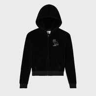 OVO x Rhinestone Crystal Velour Hoodie Hoodie unisex front product view | Dash Racegear — OVO x Rhinestone Crystal Hoodie – Shimmering Style with Urban Edge