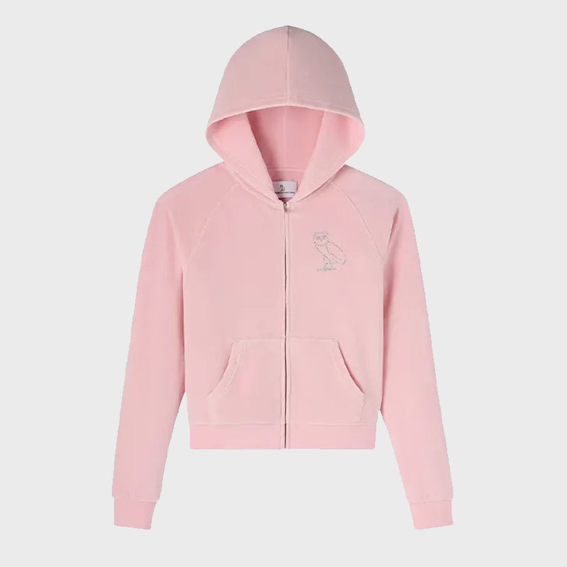 OVO x Rhinestone Crystal Velour Hoodie Hoodie unisex detail view 3 | Dash Racegear — OVO x Rhinestone Crystal Hoodie – A Statement Piece in Velour and Glam
